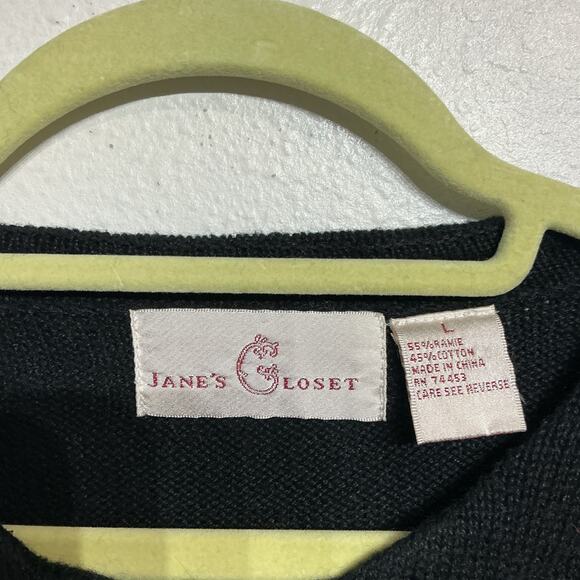 Jane's Closet Black Valentine Vintage Cardigan Sz L - Picture 5 of 12